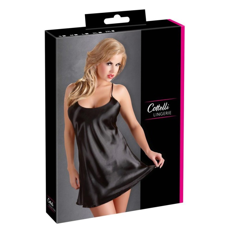 Satin Chemise Black M